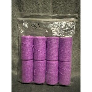Vintage 80s 8 pc Punch Embroidery Thread Clarke's Purple 210 Bag 31